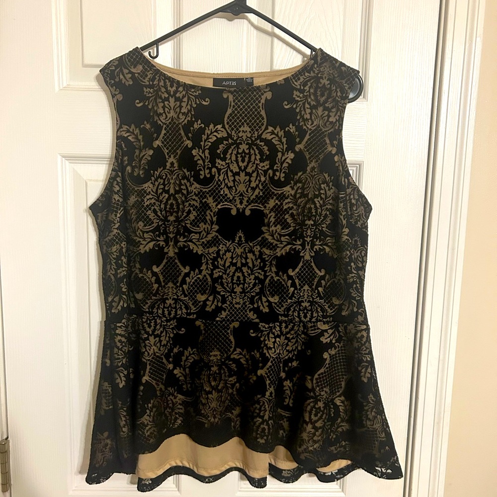Apt 9 Black Poplin Lace Top in XL